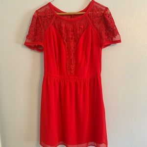 Kimchi Blue UO Red Embroidered Crepe Dress
